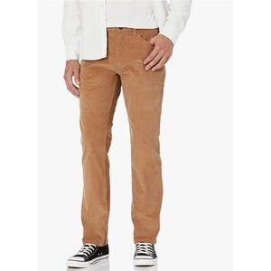 Goodthreads Mens Straight-Fit Khaki Brown Comfort Stretch Corduroy Pant